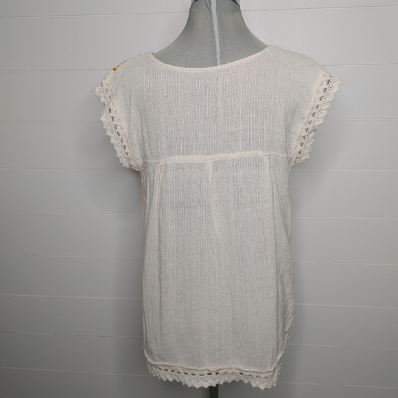 BOHO Embroidered Crochet Top M - Picture 5 of 11